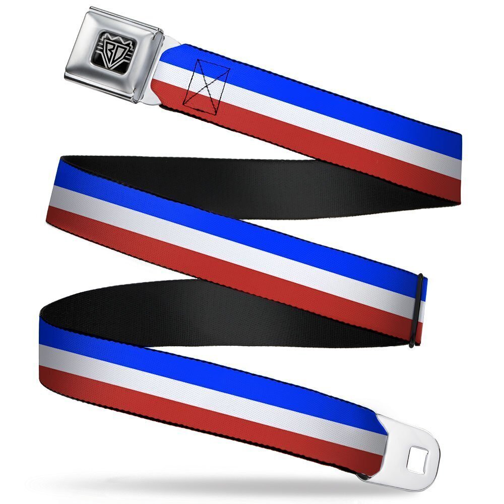 4076 Seatbelt Belt - Stripes Blue/White/Red - 1.0" Wide - 20-36 Inches in